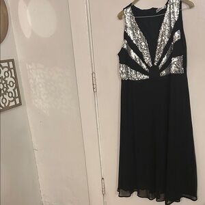 Chic Black Dress with Silver Sequin Accents